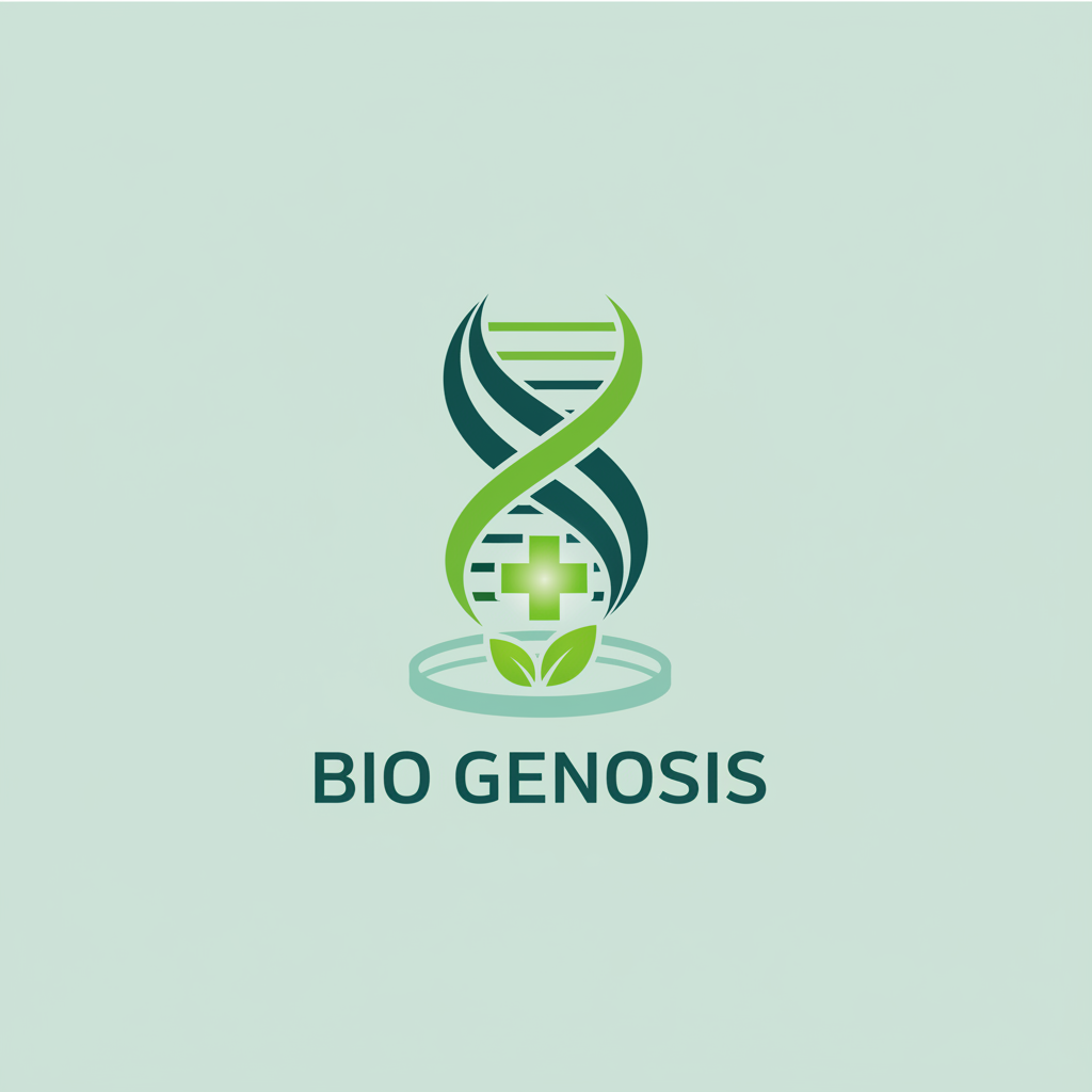 Medical research laboratory logo, minimal vector style, green and teal colors