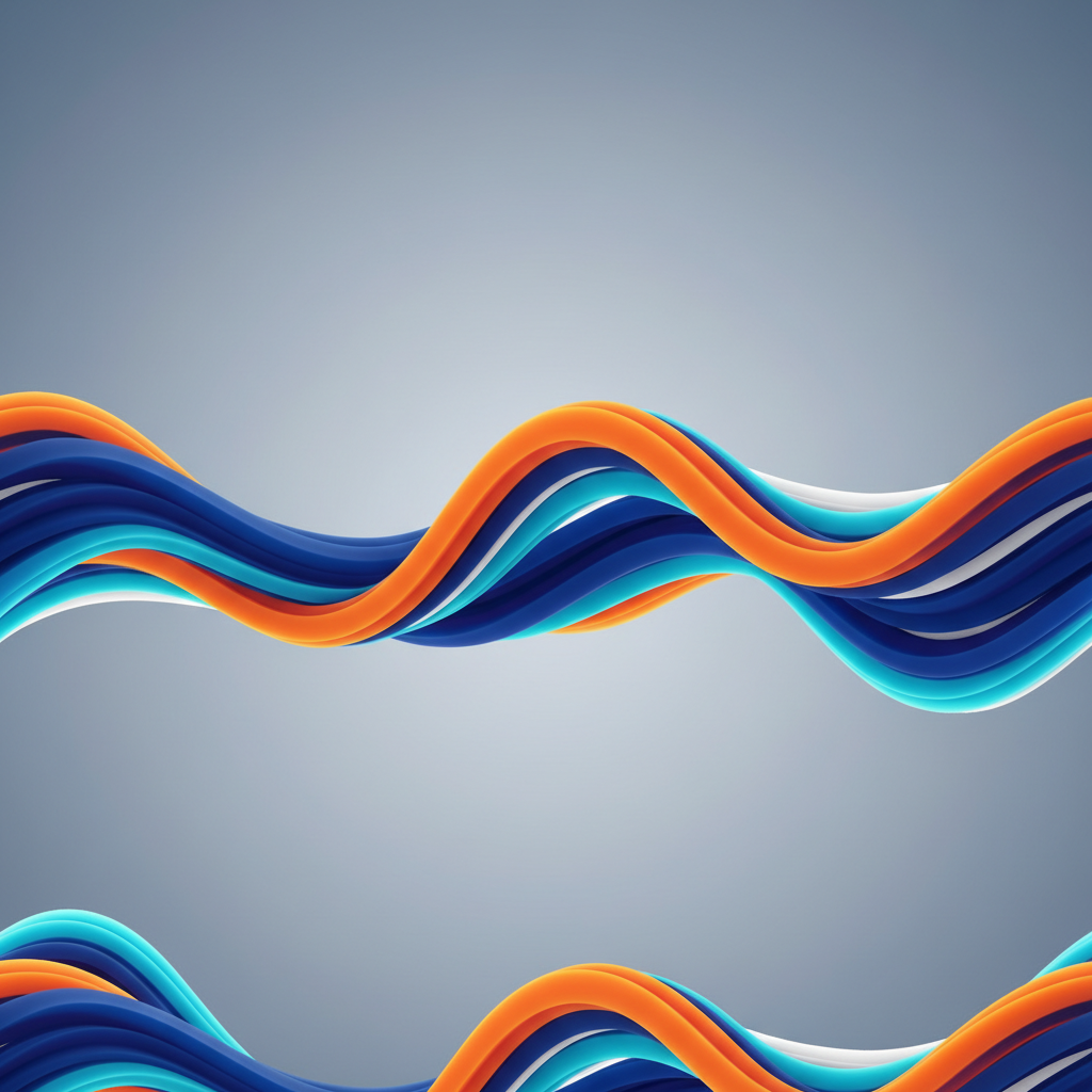 abstract fluid digital waves orange and blue minimalist corporate background