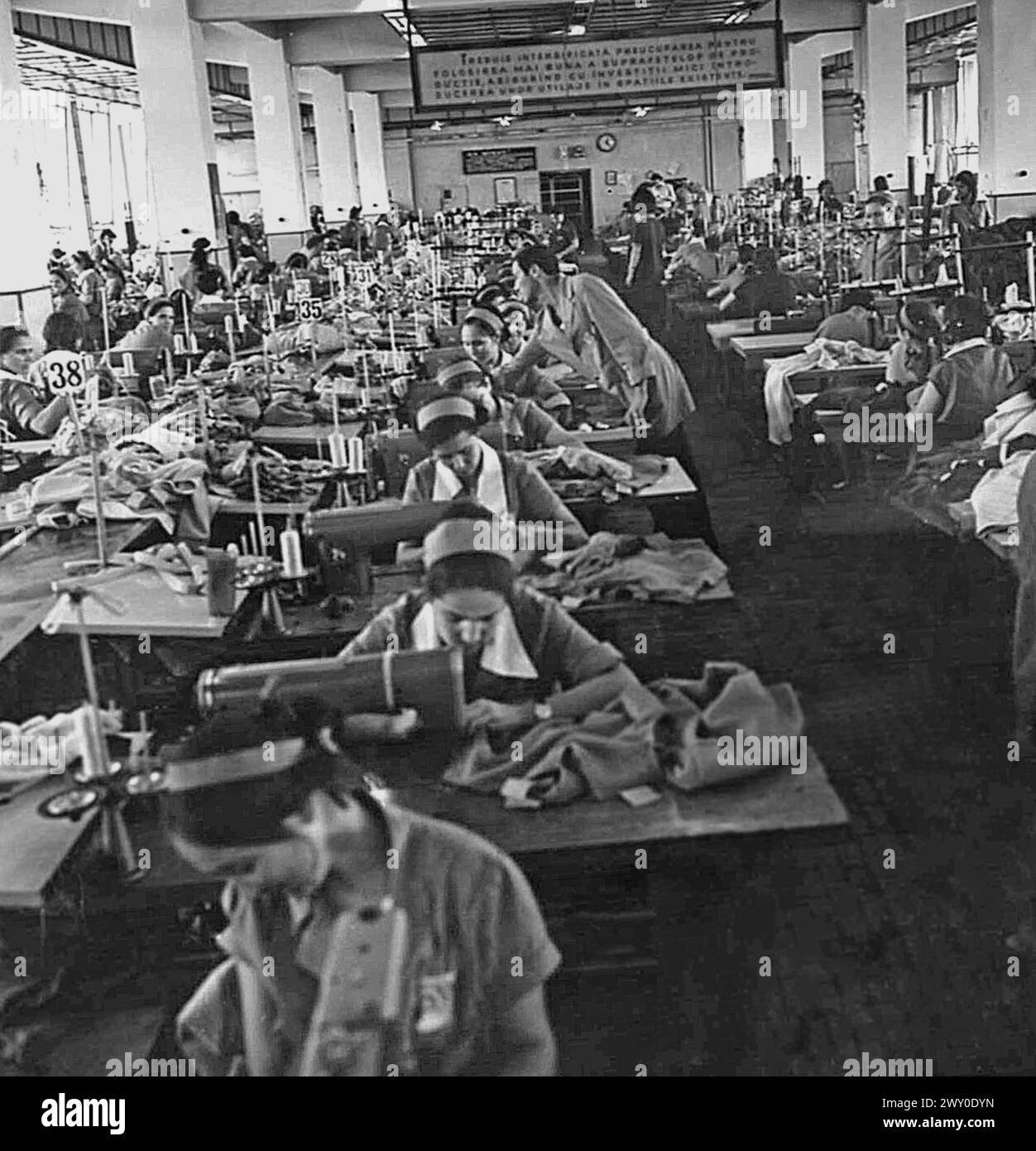 vintage photo of women working in a textile factory 1970s East Germany or Romania
