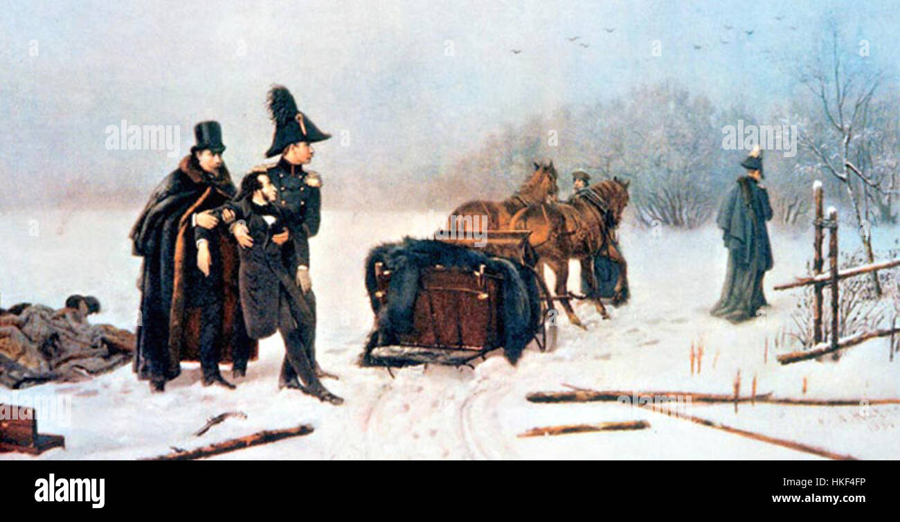 Duel of Pushkin and d'Anthes winter snow painting tragedy