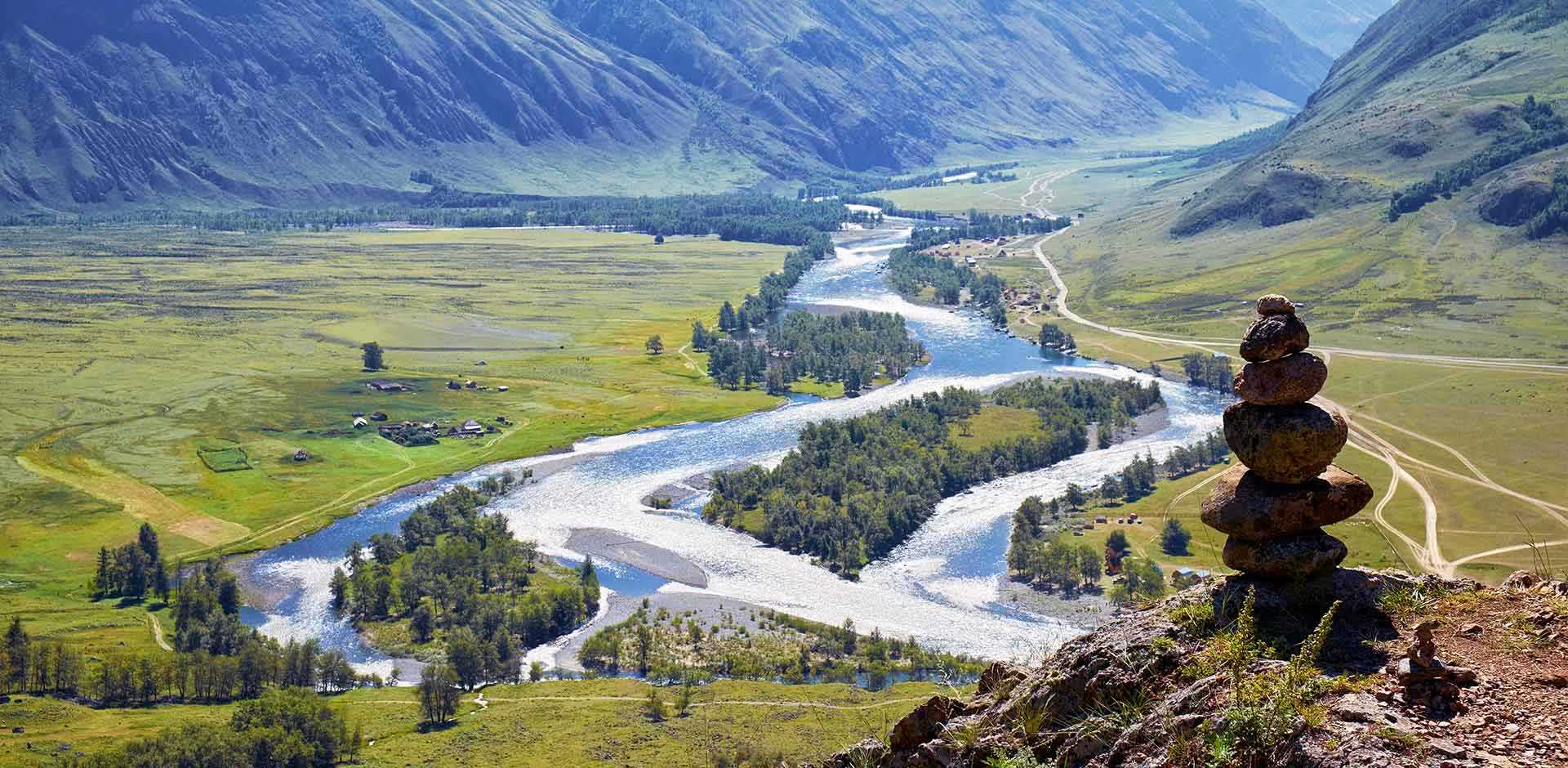 Altai Mountains Russia scenic landscape river and mountains