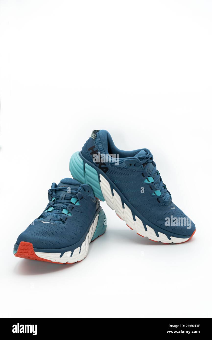 Hoka One One running shoe isolated on white background