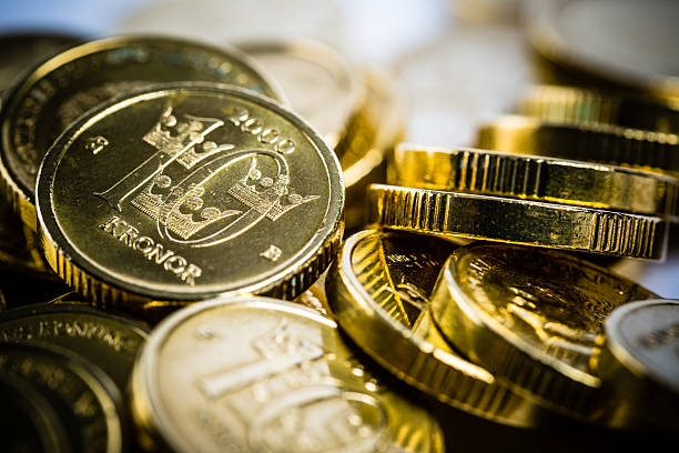 Swedish crowns coins and bills macro photography studio lighting