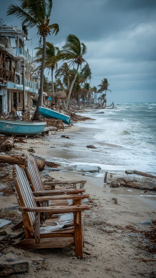 Seychelles beach erosion fallen trees severe storm damage photography