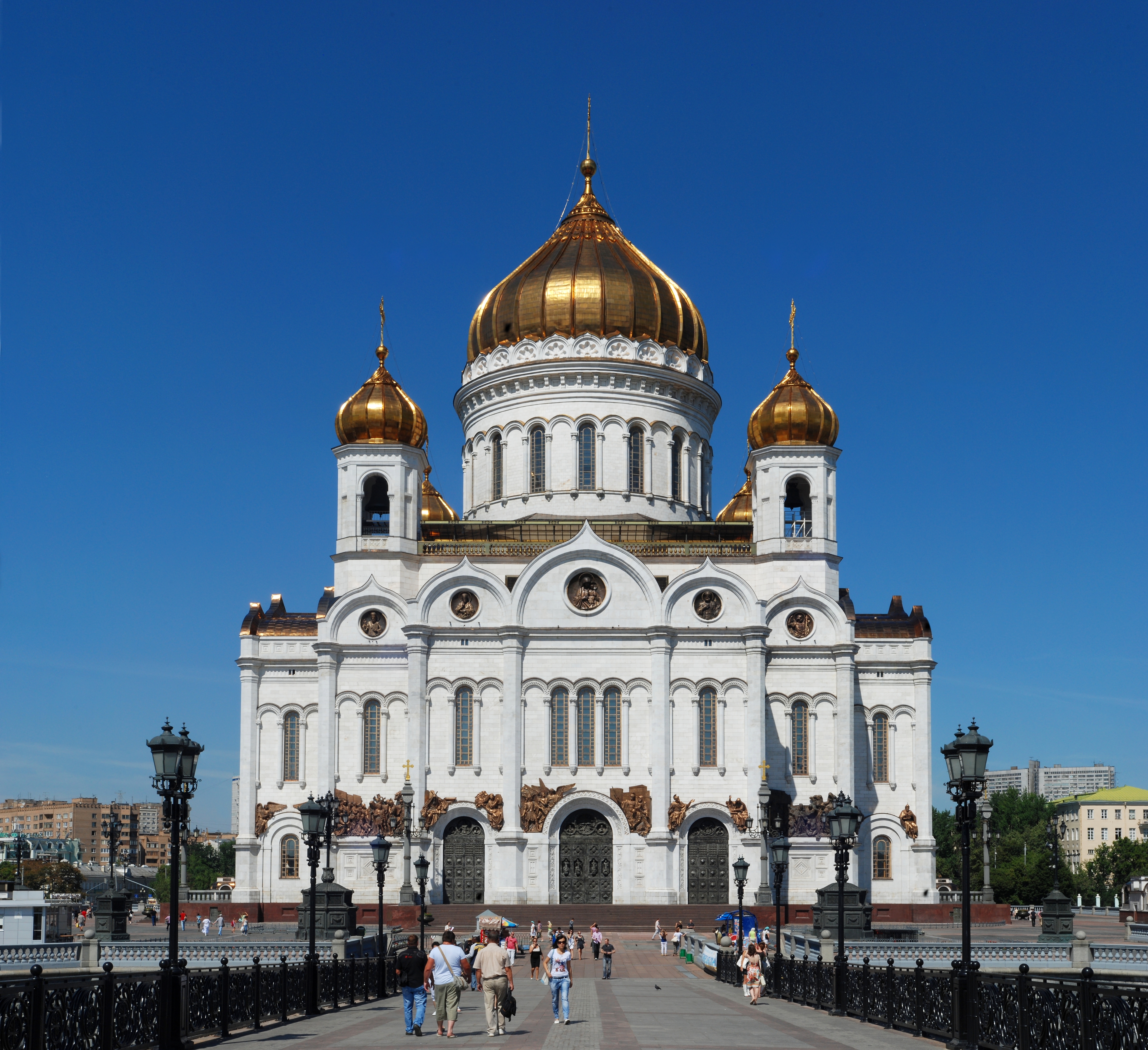 Cathedral of Christ the Saviour Moscow exterior view, bright day