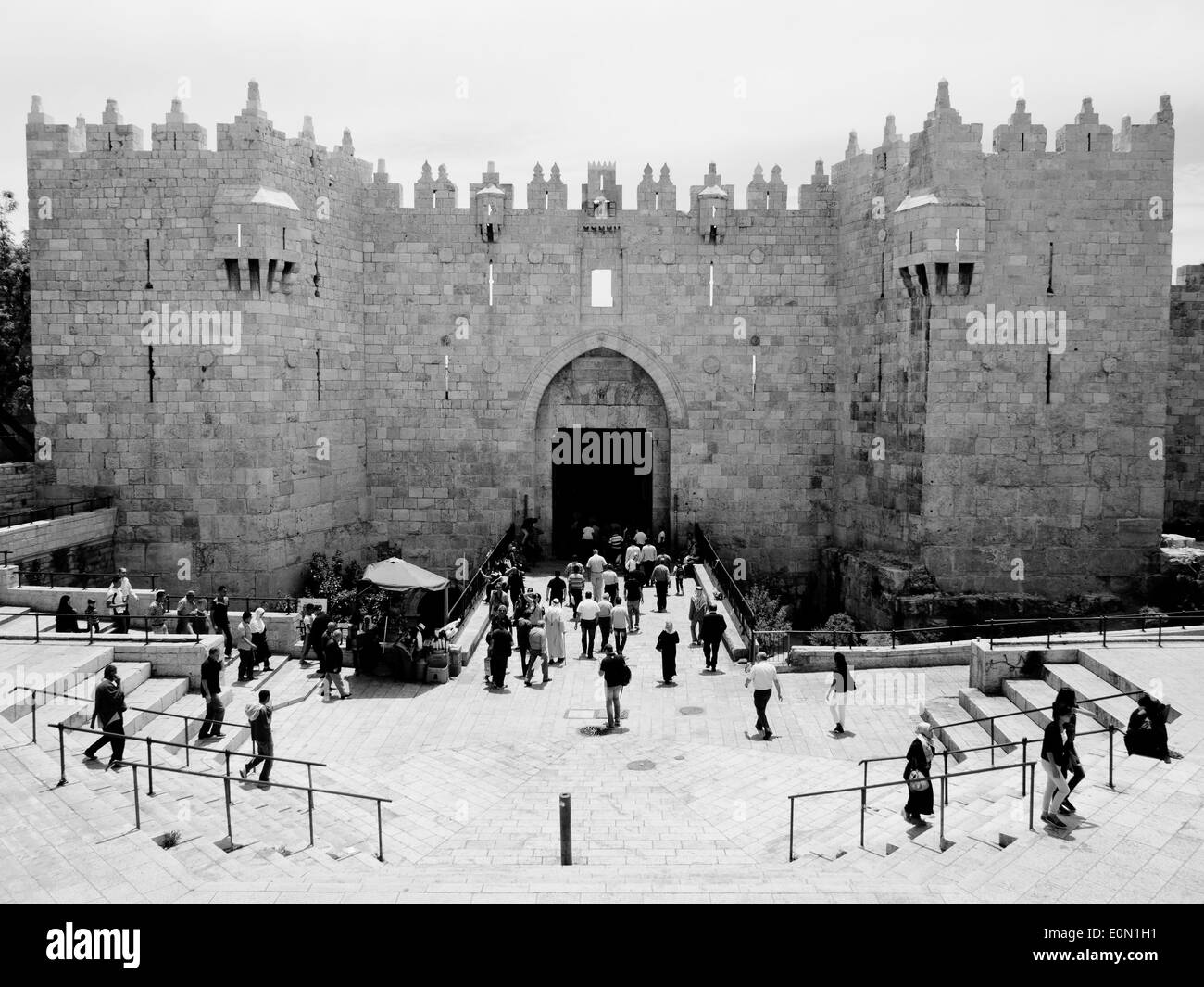 Damascus Gate Jerusalem busy day realistic photography