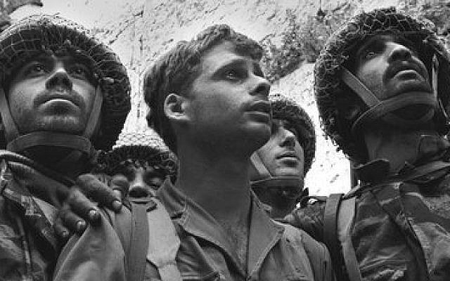 Motta Gur and paratroopers at the Lion's Gate Jerusalem 1967