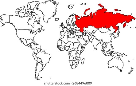 Map highlighting Russia location spanning Europe and Asia, clean infographic style