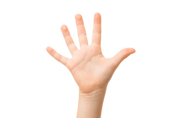 hand showing number five fingers