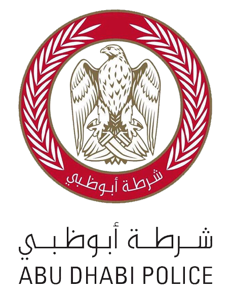 Abu Dhabi Police emblem logo on a clean wall or a professional police officer uniform concept art, UAE style