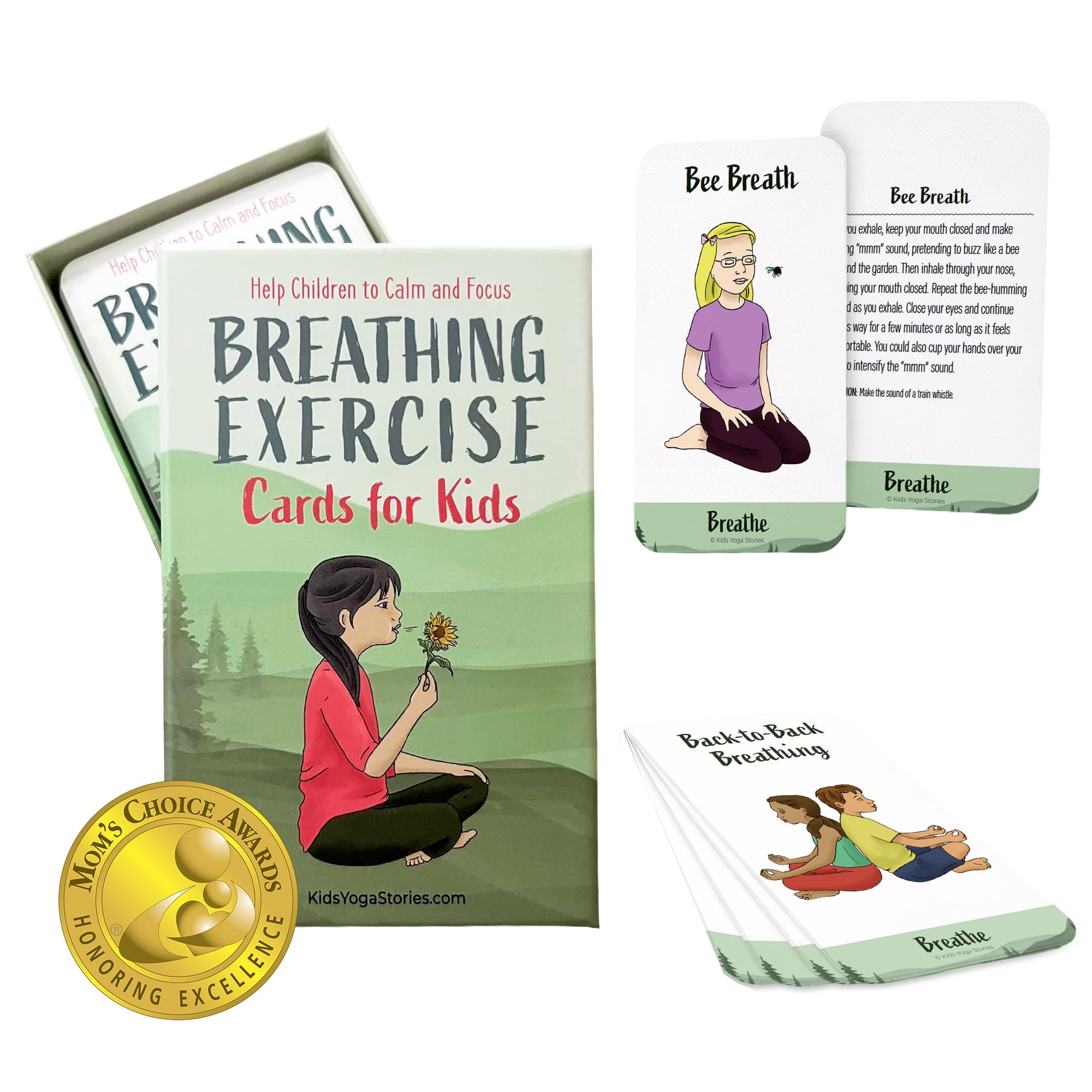 Child in preschool using breathing card or calm down tool