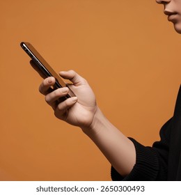 finger pressing iPhone side button close up minimalist photography high key