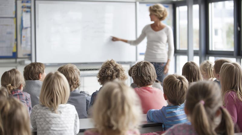professional workshop with instructor pointing at whiteboard, students listening intently