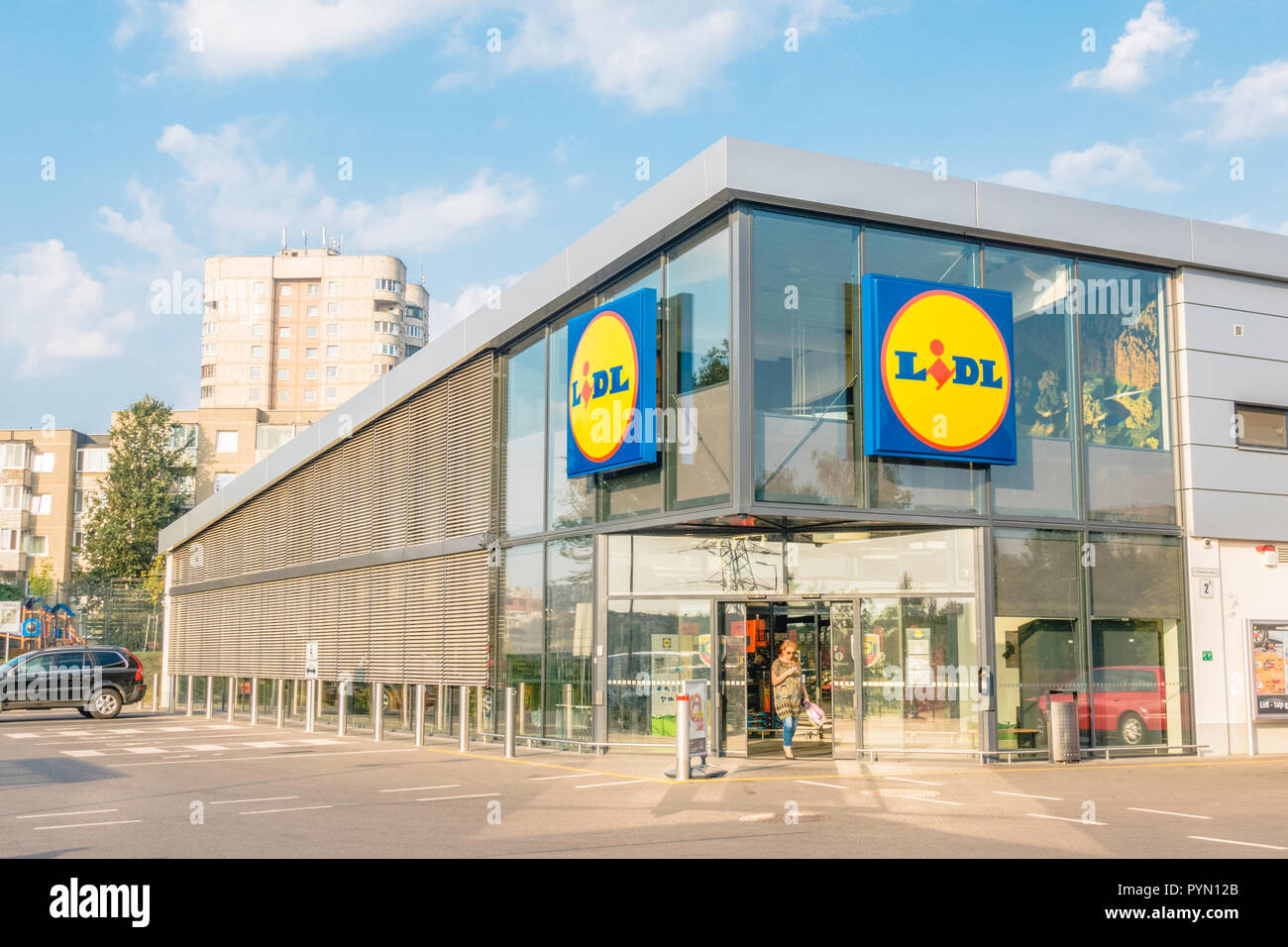 Lidl and Rimi store signs Lithuania street view