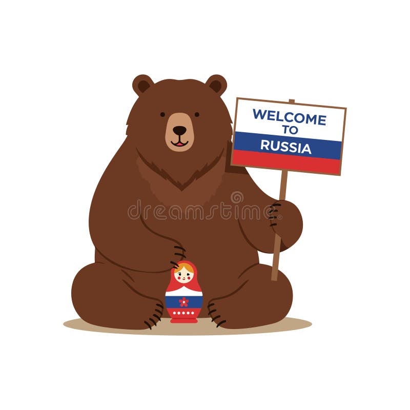 Russian Bear illustration friendly cartoon style