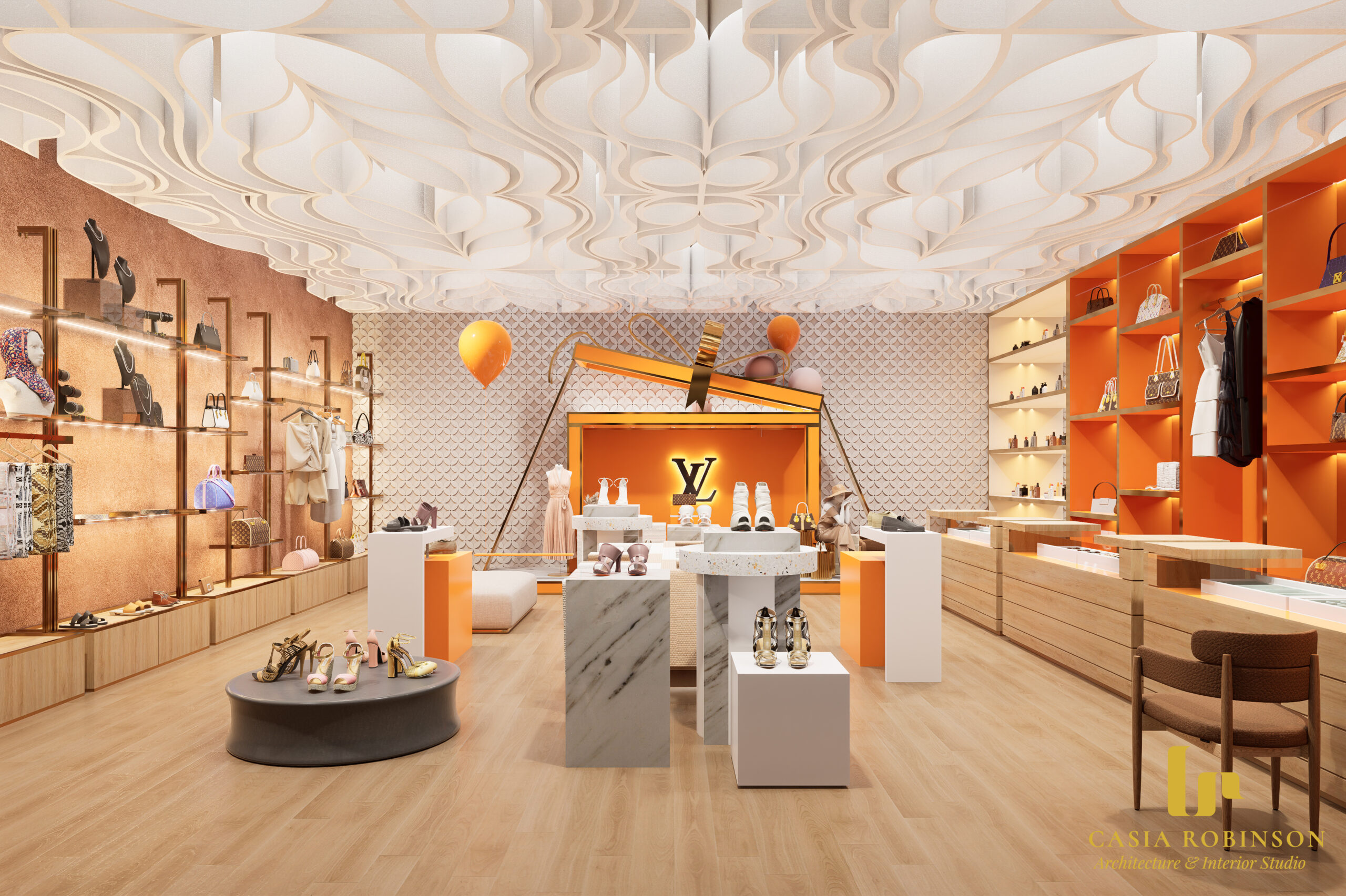 Louis Vuitton jewelry store boutique interior elegant minimalist