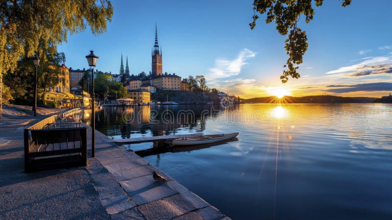 Swedish archipelago sunset beautiful landscape peaceful