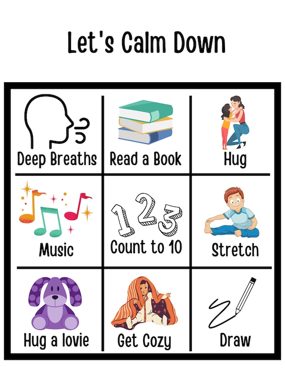 Preschool visual routine steps poster for calm down