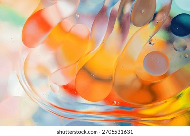 Three glass cups pouring liquid simultaneously: water, cooking oil, and thick honey. White background, studio lighting.
