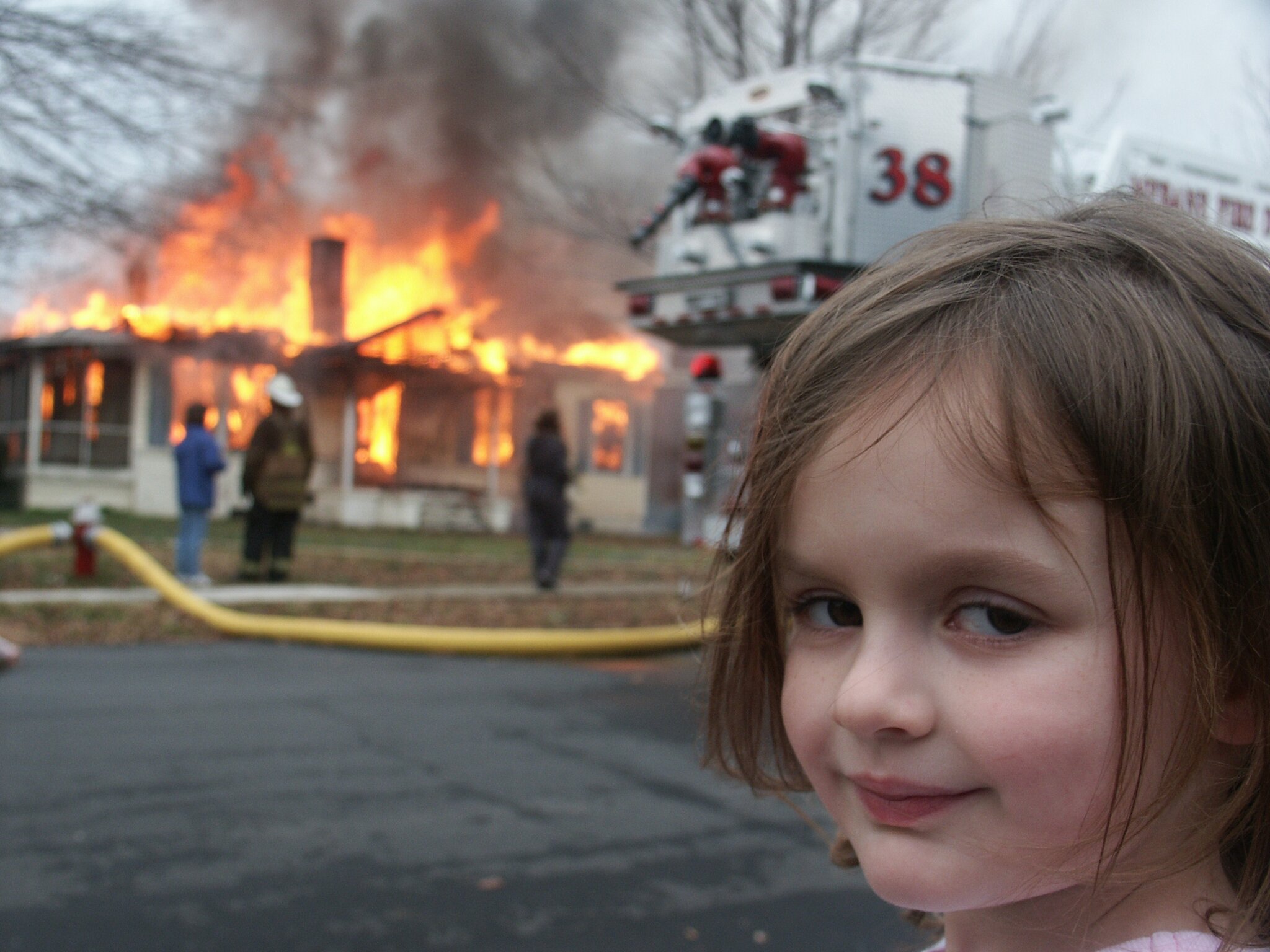 Disaster Girl meme house fire