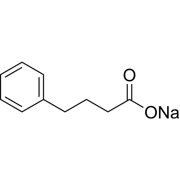 Chemical structure of Sodium Phenylbutyrate 4-PBA, scientific 2D diagram, clean black on white